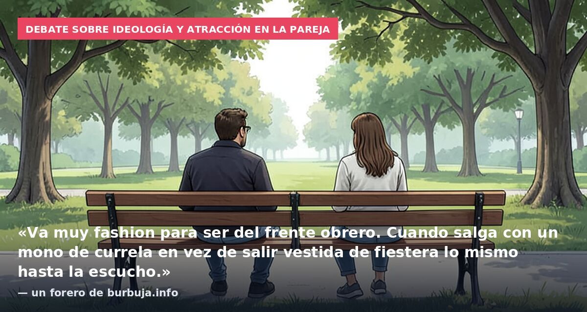 Debate sobre ideología y atracción en la pareja: «Va muy fashion para ser del frente obrero. Cuando salga con un mono de currela en vez de salir vestida de fiestera lo mismo hasta la escucho.» — un forero de burbuja.info