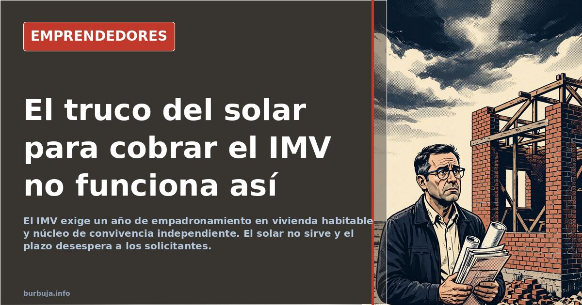Solar vacío con valla metálica en un municipio rural, símbolo del intento de empadronarse para cobrar el ingreso mínimo vital