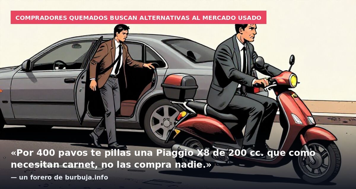 Compradores quemados buscan alternativas al mercado usado: «Por 400 pavos te pillas una Piaggio X8 de 200 cc. que como necesitan carnet, no las compra nadie.» — un forero de burbuja.info