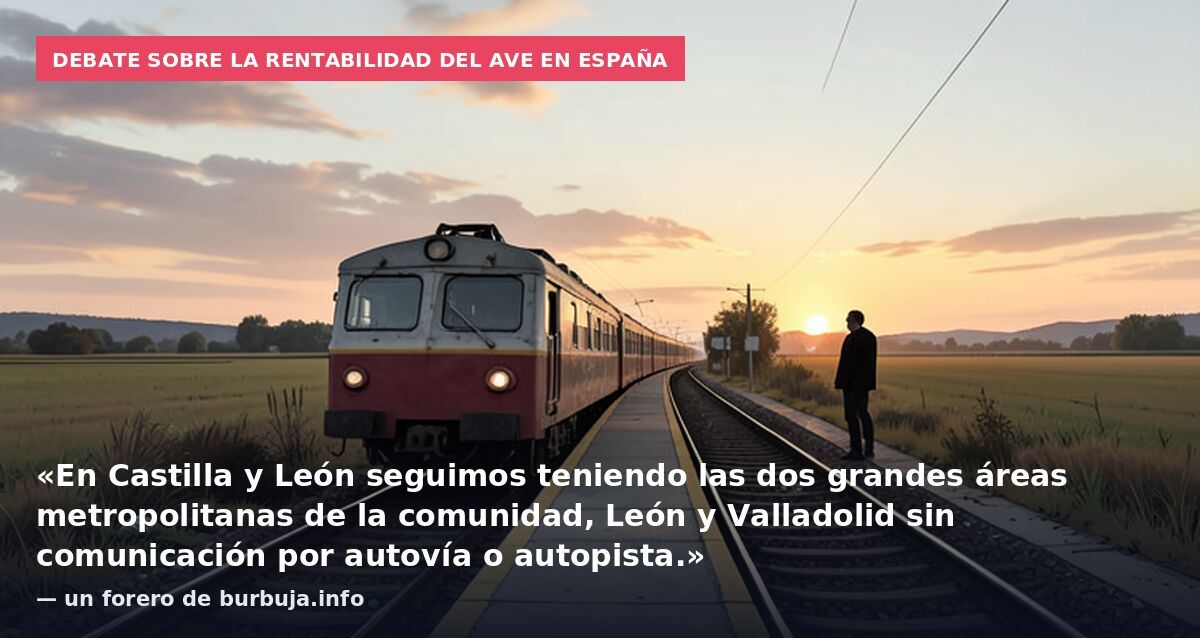 Debate sobre la rentabilidad del AVE en España: «En Castilla y León seguimos teniendo las dos grandes áreas metropolitanas de la comunidad, León y Valladolid sin comunicación por autovía o autopista.» — un forero de burbuja.info
