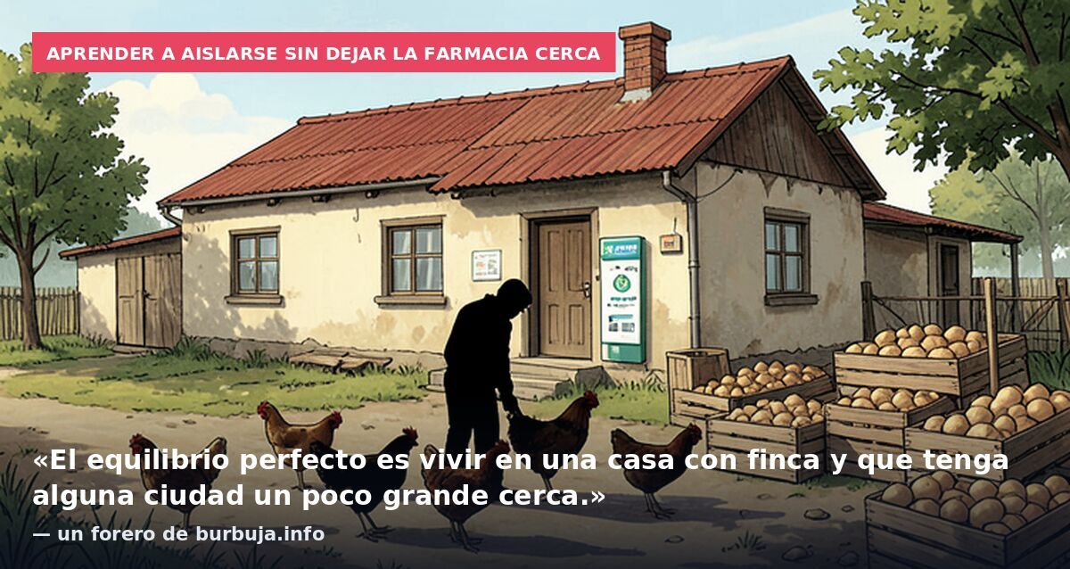 Aprender a aislarse sin dejar la farmacia cerca: «El equilibrio perfecto es vivir en una casa con finca y que tenga alguna ciudad un poco grande cerca.» — un forero de burbuja.info