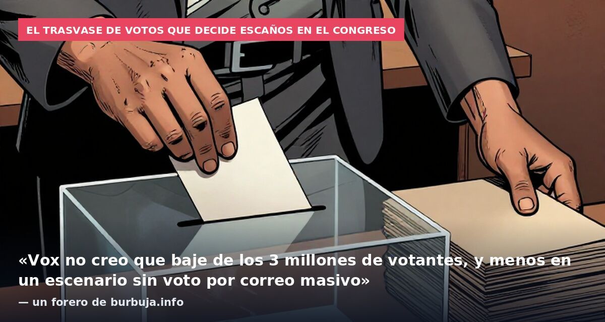 El trasvase de votos que decide escaños en el Congreso: «Vox no creo que baje de los 3 millones de votantes, y menos en un escenario sin voto por correo masivo» — un forero de burbuja.info