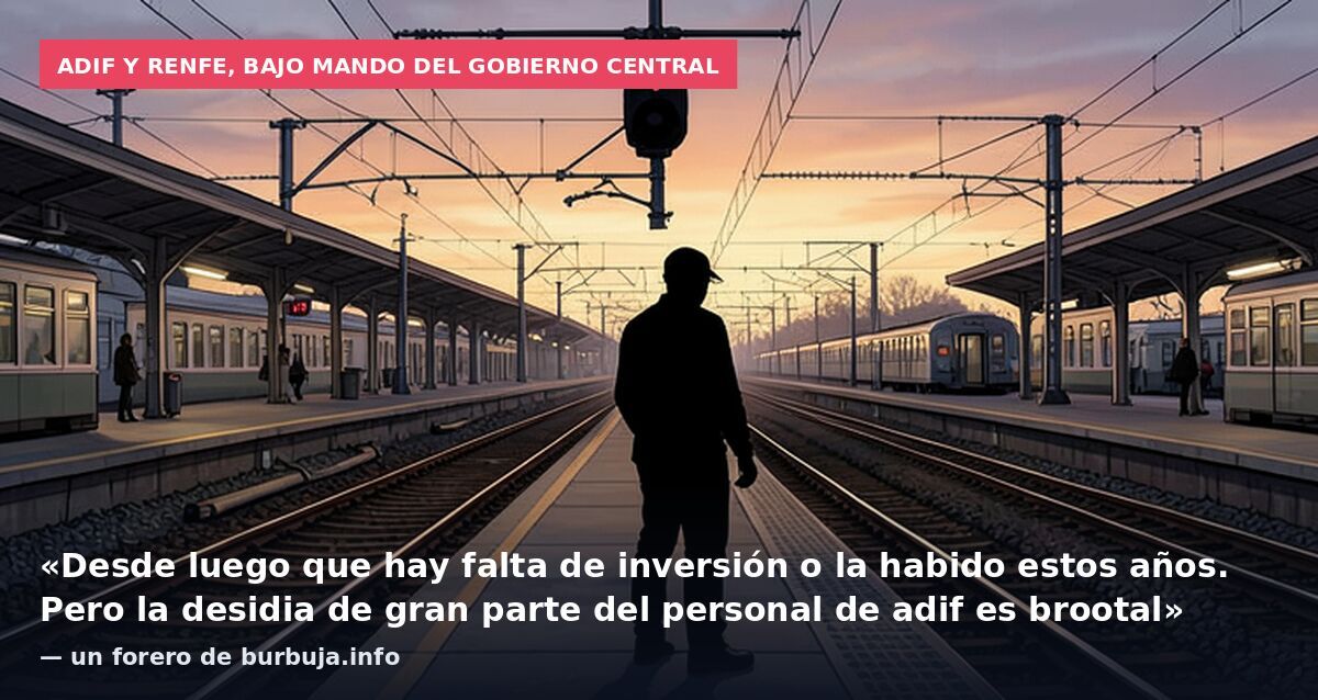 Adif y Renfe, bajo mando del Gobierno central: «Desde luego que hay falta de inversión o la habido estos años. Pero la desidia de gran parte del personal de adif es brootal» — un forero de burbuja.info