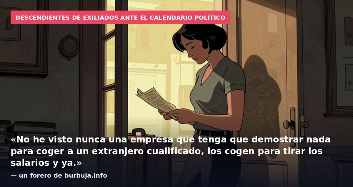 Descendientes de exiliados ante el calendario político: «No he visto nunca una empresa que tenga que demostrar nada para coger a un extranjero cualificado, los cogen para tirar los salarios y ya.» — un forero de burbuja.info