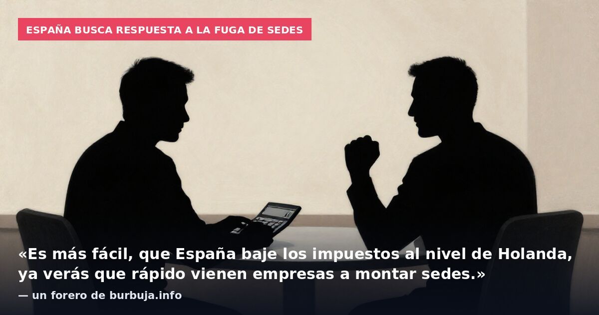 España busca respuesta a la fuga de sedes: «Es más fácil, que España baje los impuestos al nivel de Holanda, ya verás que rápido vienen empresas a montar sedes.» — un forero de burbuja.info