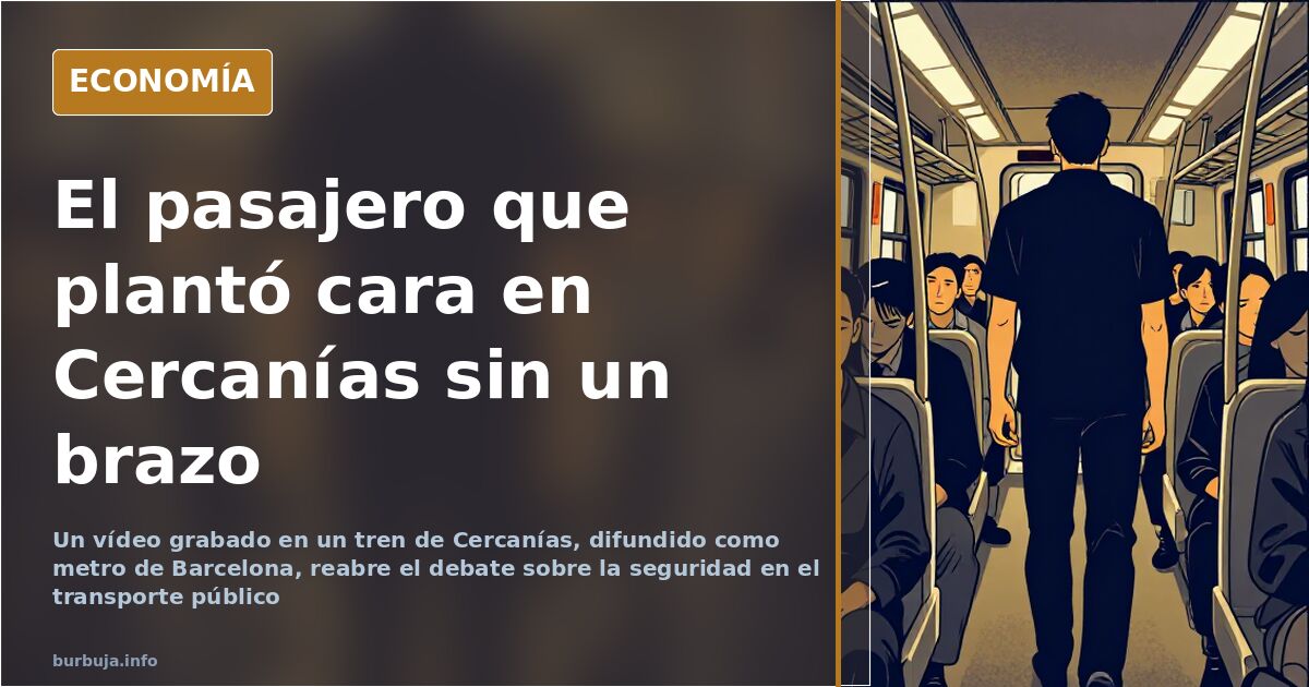 Fotograma del vídeo viral: un pasajero con un brazo inutilizado encara a otro hombre dentro de un tren de Cercanías
