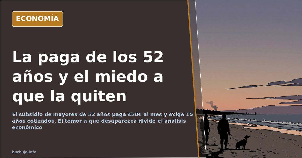 Persona de mediana edad revisando documentación del subsidio de mayores de 52 años junto a una calculadora sobre la mesa