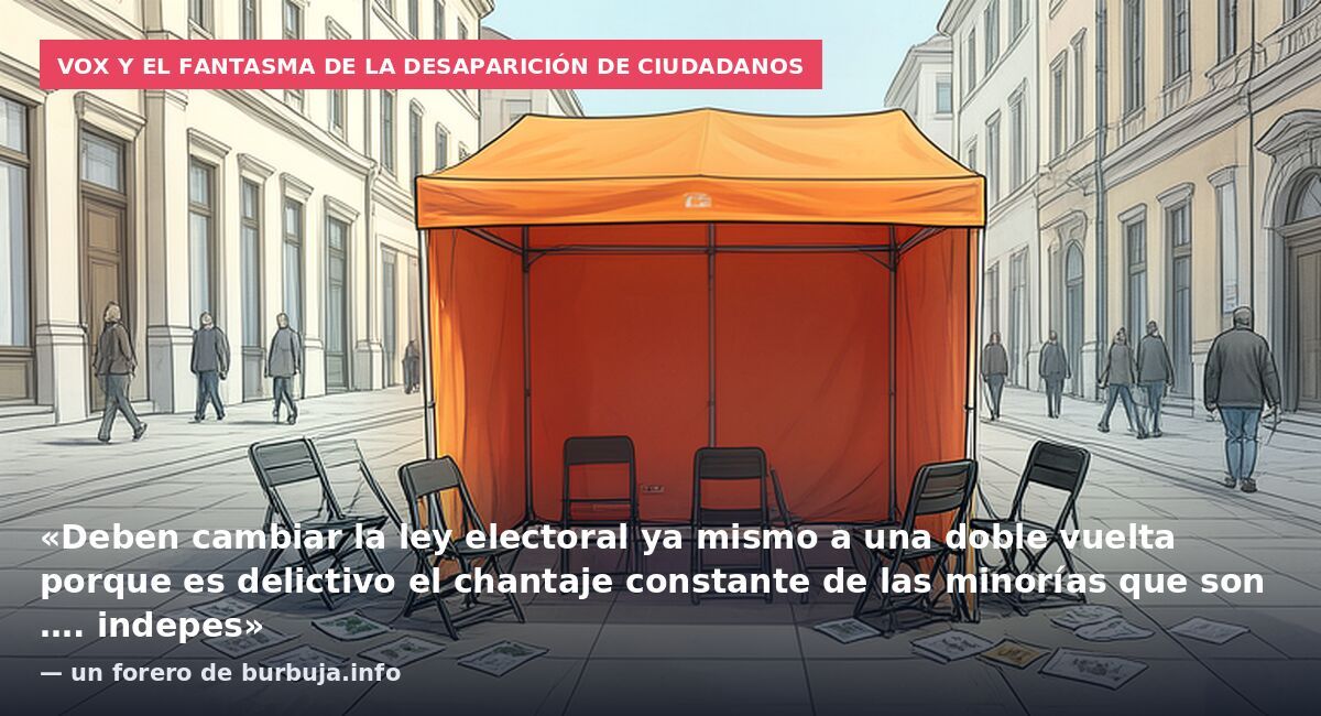 Vox y el fantasma de la desaparición de Ciudadanos: «Deben cambiar la ley electoral ya mismo a una doble vuelta porque es delictivo el chantaje constante de las minorías que son …. indepes» — un forero de burbuja.info