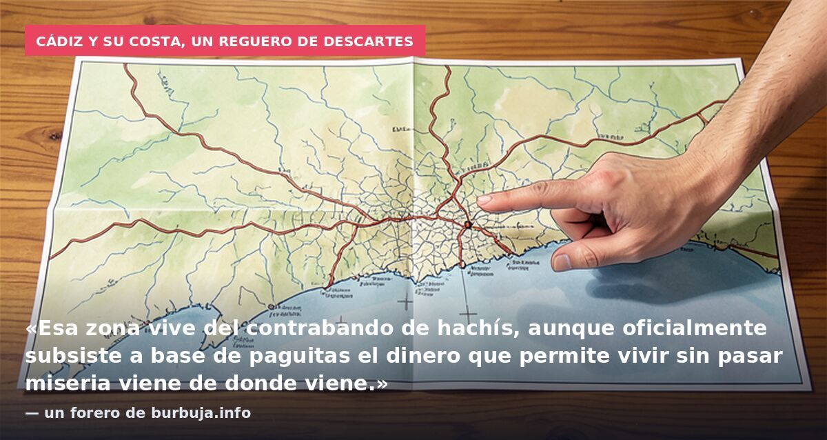 Cádiz y su costa, un reguero de descartes: «Esa zona vive del contrabando de hachís, aunque oficialmente subsiste a base de paguitas el dinero que permite vivir sin pasar miseria viene de donde viene.» — un forero de burbuja.info