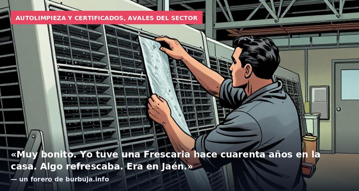 Autolimpieza y certificados, avales del sector: «Muy bonito. Yo tuve una Frescaria hace cuarenta años en la casa. Algo refrescaba. Era en Jaén.» — un forero de burbuja.info