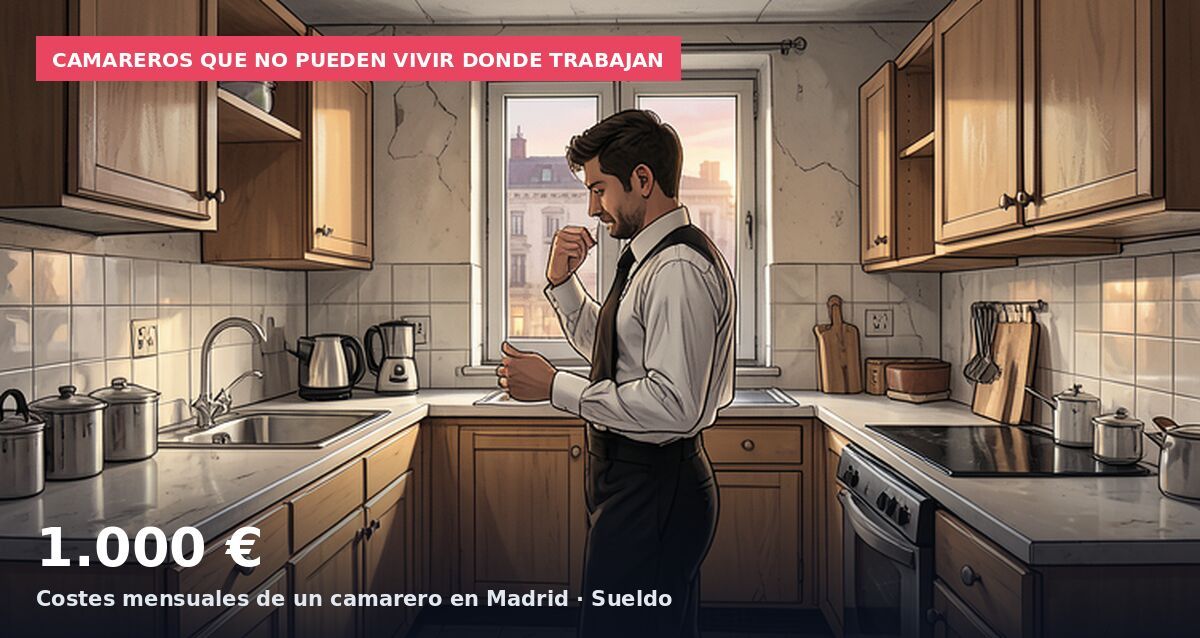 Camareros que no pueden vivir donde trabajan: 1.000 € Costes mensuales de un camarero en Madrid · Sueldo