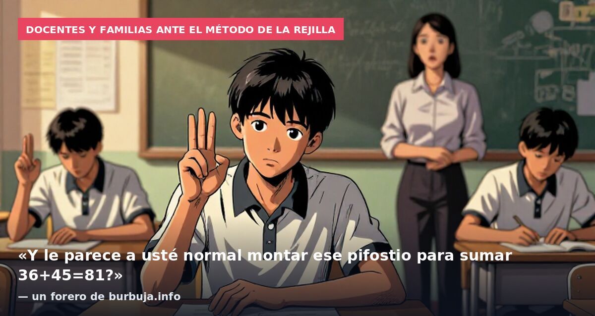 Docentes y familias ante el método de la rejilla: «Y le parece a usté normal montar ese pifostio para sumar 36+45=81?» — un forero de burbuja.info