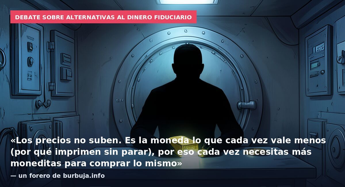 Debate sobre alternativas al dinero fiduciario: «Los precios no suben. Es la moneda lo que cada vez vale menos (por qué imprimen sin parar), por eso cada vez necesitas más moneditas para comprar lo mismo» — un forero de burbuja.info