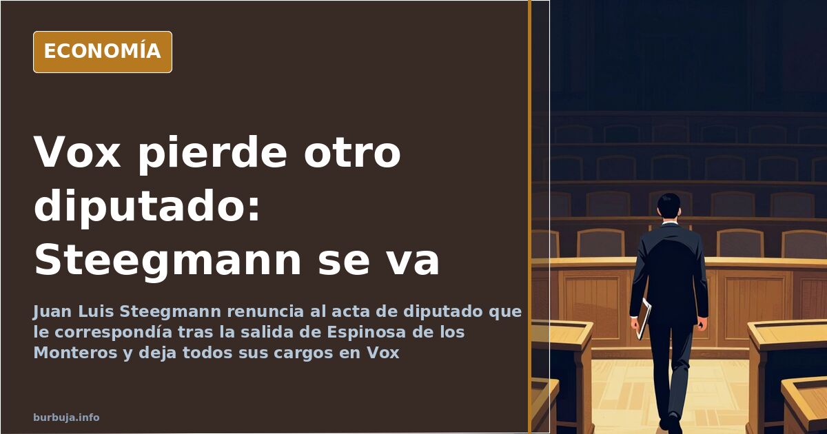Steegmann renuncia al acta de Vox tras la salida de Espinosa
