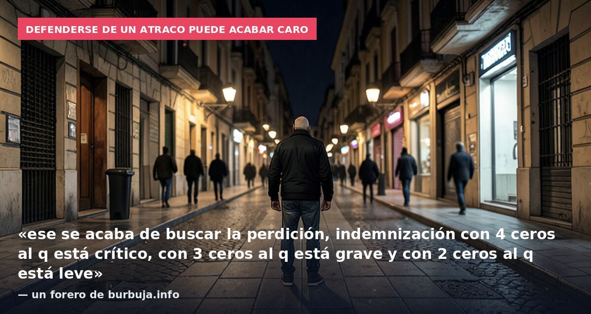 Defenderse de un atraco puede acabar caro: «ese se acaba de buscar la perdición, indemnización con 4 ceros al q está crítico, con 3 ceros al q está grave y con 2 ceros al q está leve» — un forero de burbuja.info