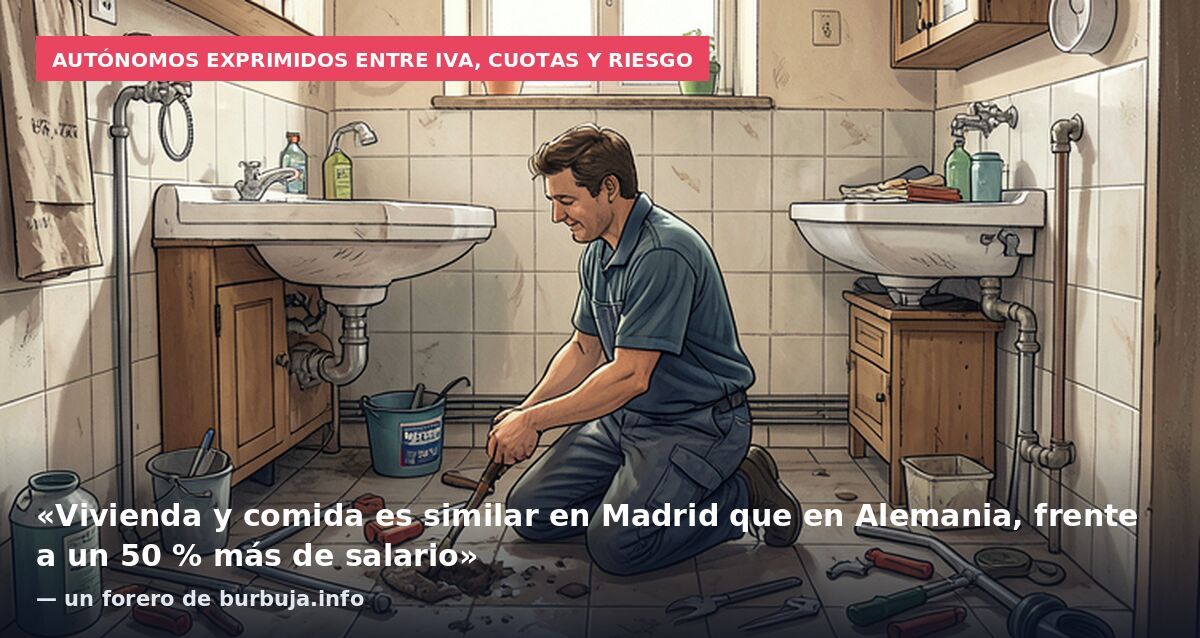 Autónomos exprimidos entre IVA, cuotas y riesgo: «Vivienda y comida es similar en Madrid que en Alemania, frente a un 50 % más de salario» — un forero de burbuja.info
