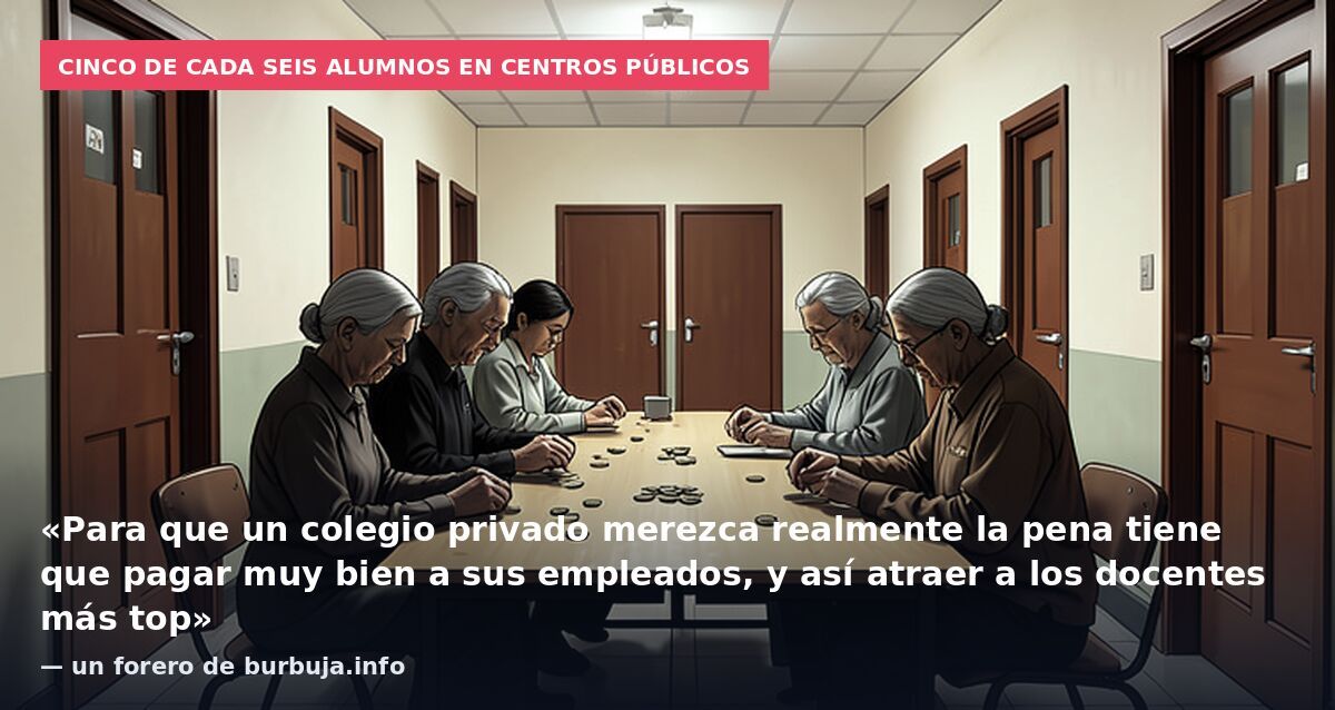 Cinco de cada seis alumnos en centros públicos: «Para que un colegio privado merezca realmente la pena tiene que pagar muy bien a sus empleados, y así atraer a los docentes más top» — un forero de burbuja.info