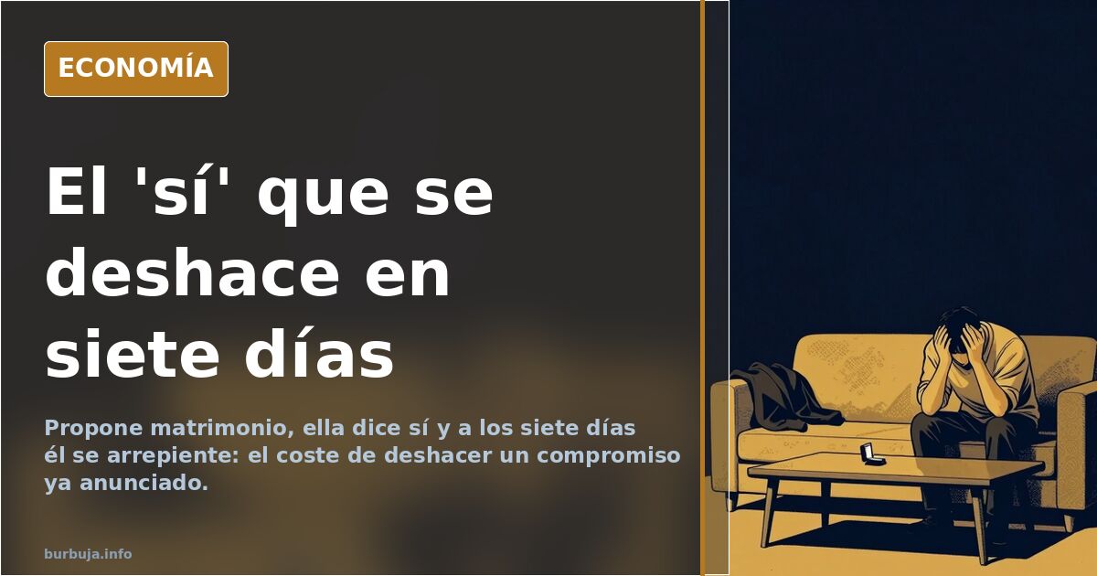 Se arrepiente de proponer matrimonio una semana después del 'sí'
