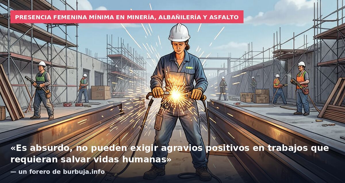 Presencia femenina mínima en minería, albañilería y asfalto: «Es absurdo, no pueden exigir agravios positivos en trabajos que requieran salvar vidas humanas» — un forero de burbuja.info