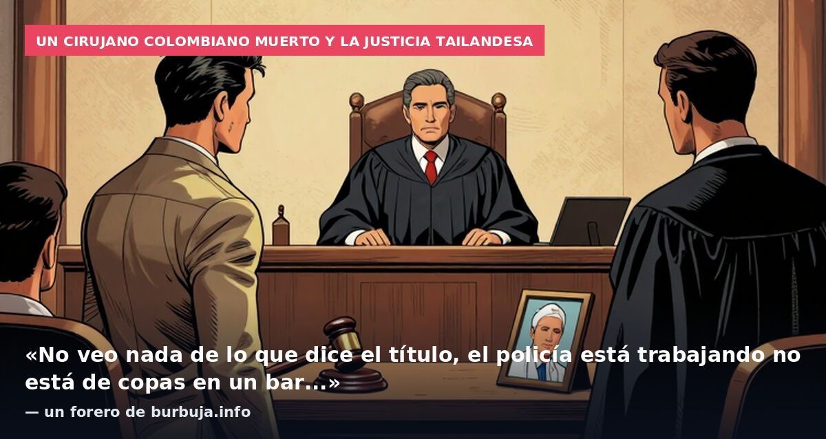 Un cirujano colombiano muerto y la justicia tailandesa: «No veo nada de lo que dice el título, el policía está trabajando no está de copas en un bar...» — un forero de burbuja.info