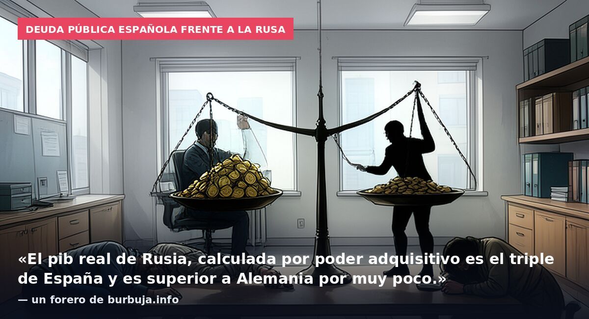Deuda pública española frente a la rusa: «El pib real de Rusia, calculada por poder adquisitivo es el triple de España y es superior a Alemania por muy poco.» — un forero de burbuja.info
