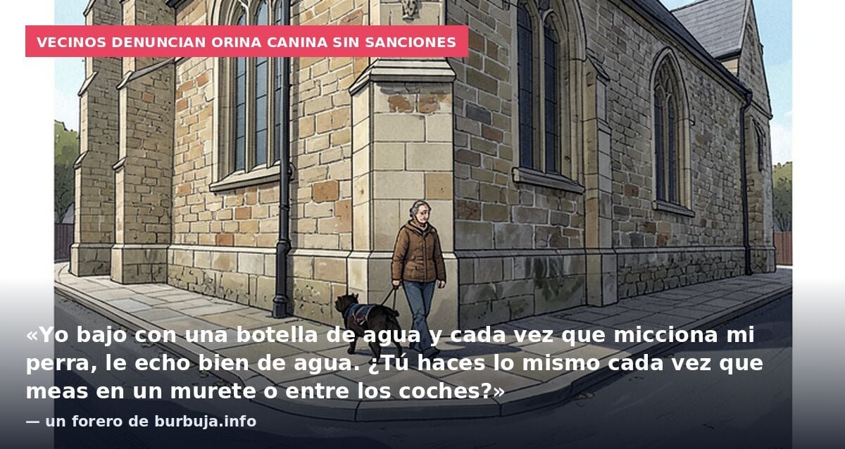 Vecinos denuncian orina canina sin sanciones: «Yo bajo con una botella de agua y cada vez que micciona mi perra, le echo bien de agua. ¿Tú haces lo mismo cada vez que meas en un murete o entre los coches?» — un forero de burbuja.info