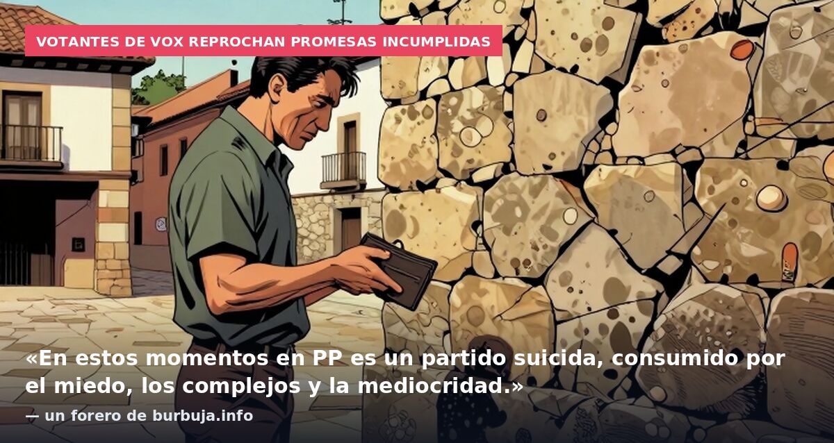 Votantes de Vox reprochan promesas incumplidas: «En estos momentos en PP es un partido suicida, consumido por el miedo, los complejos y la mediocridad.» — un forero de burbuja.info