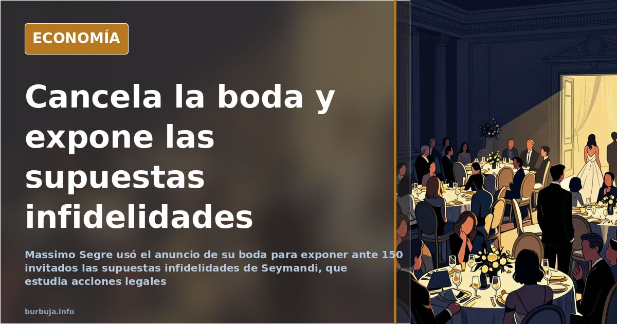 Sala de banquete con invitados de espaldas ante un atril vacío en una fiesta de compromiso cancelada