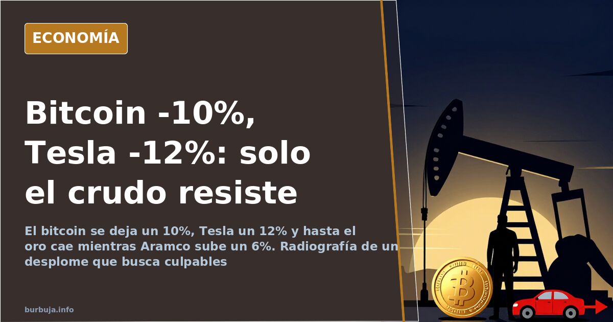 Bitcoin cae un 10%, Tesla un 12% y solo el petróleo aguanta