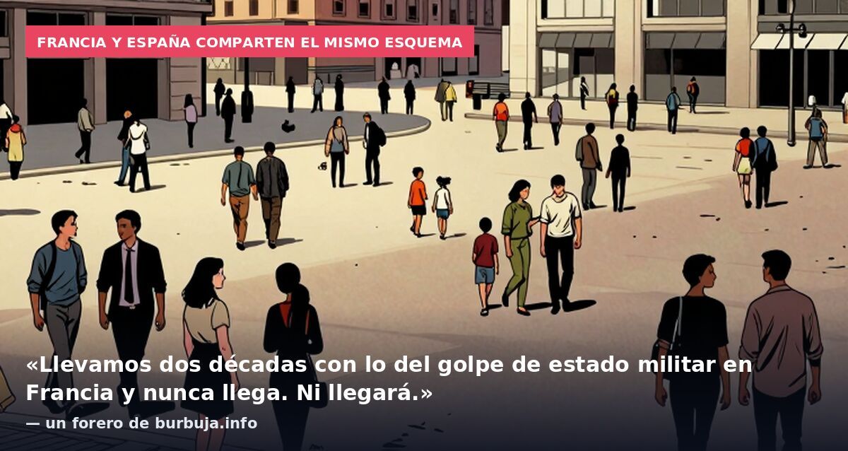 Francia y España comparten el mismo esquema: «Llevamos dos décadas con lo del golpe de estado militar en Francia y nunca llega. Ni llegará.» — un forero de burbuja.info