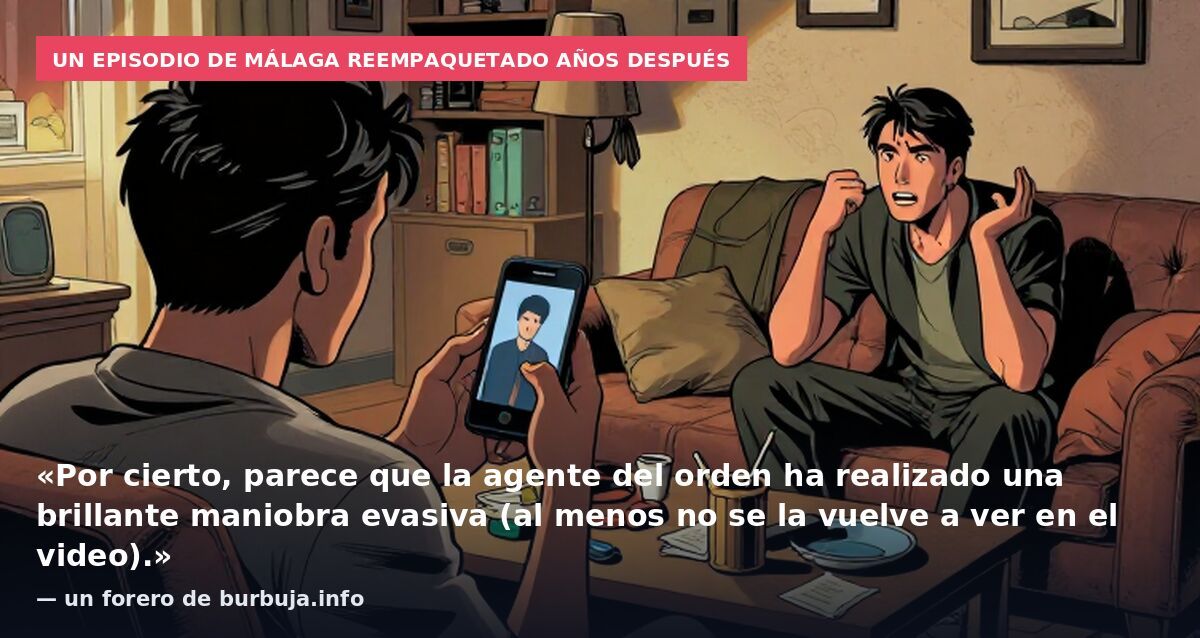 Un episodio de Málaga reempaquetado años después: «Por cierto, parece que la agente del orden ha realizado una brillante maniobra evasiva (al menos no se la vuelve a ver en el video).» — un forero de burbuja.info