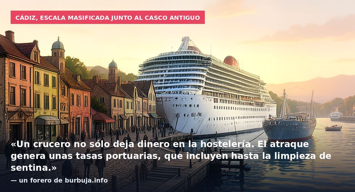 Cádiz, escala masificada junto al casco antiguo: «Un crucero no sólo deja dinero en la hostelería. El atraque genera unas tasas portuarias, que incluyen hasta la limpieza de sentina.» — un forero de burbuja.info