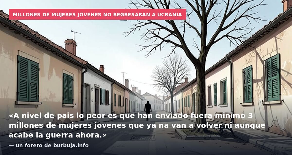 Millones de mujeres jóvenes no regresarán a Ucrania: «A nivel de pais lo peor es que han enviado fuera minimo 3 millones de mujeres jovenes que ya na van a volver ni aunque acabe la guerra ahora.» — un forero de burbuja.info