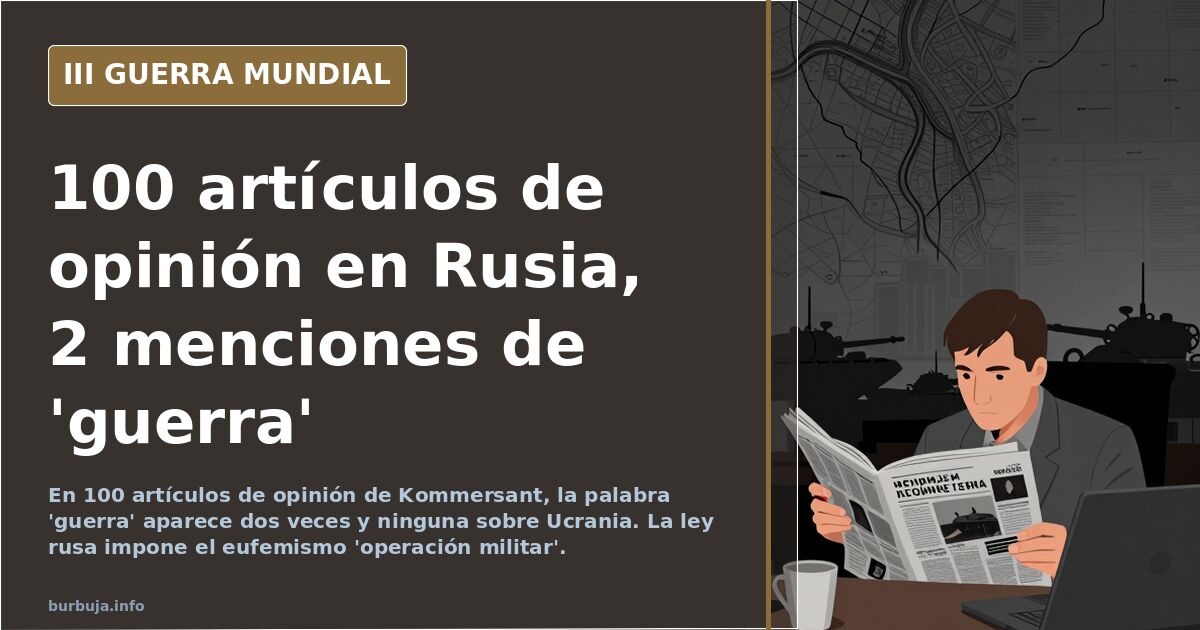 Kommersant: 2 menciones de 'guerra' en 100 artículos de opinión
