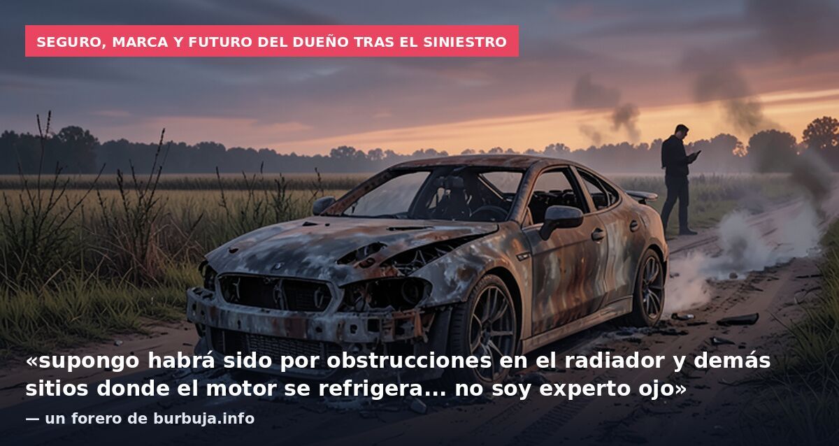Seguro, marca y futuro del dueño tras el siniestro: «supongo habrá sido por obstrucciones en el radiador y demás sitios donde el motor se refrigera... no soy experto ojo» — un forero de burbuja.info