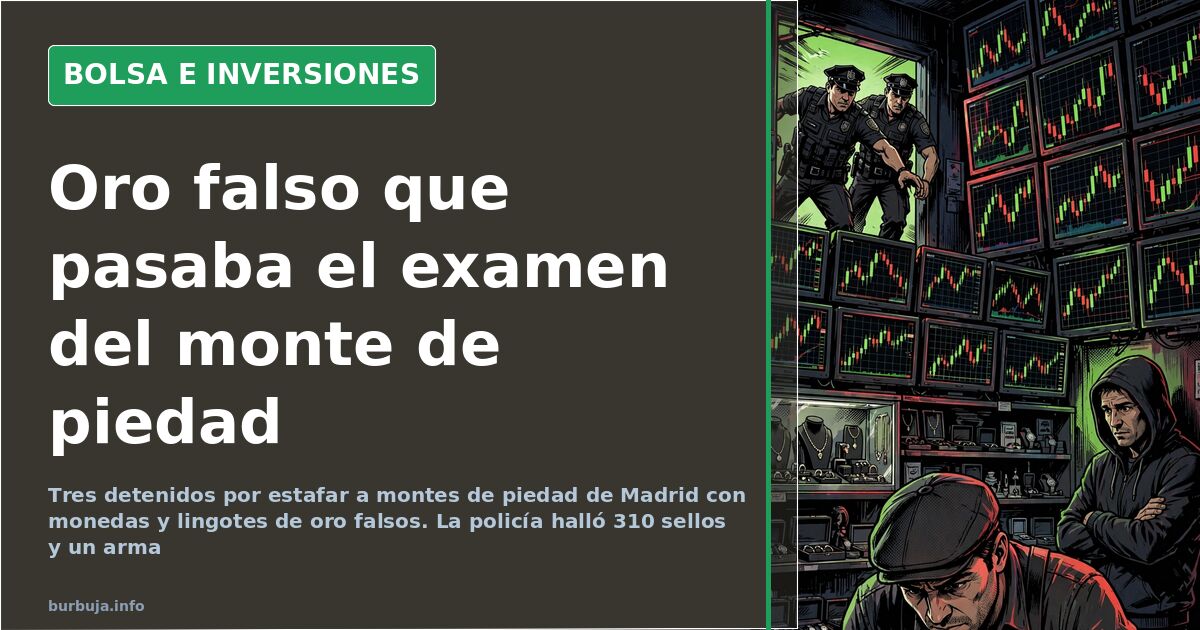 Oro falso empeñado en montes de piedad: tres detenidos en Madrid