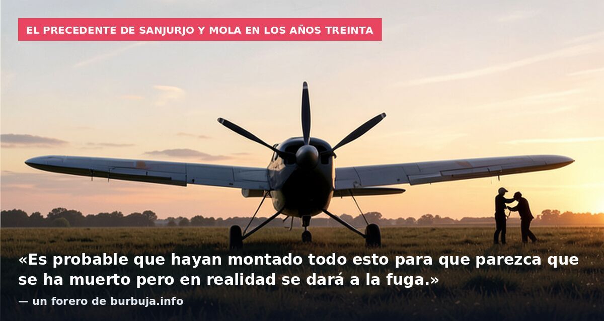 El precedente de Sanjurjo y Mola en los años treinta: «Es probable que hayan montado todo esto para que parezca que se ha muerto pero en realidad se dará a la fuga.» — un forero de burbuja.info
