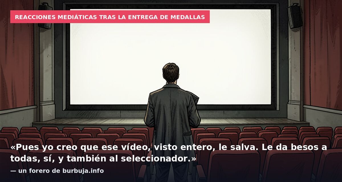 Reacciones mediáticas tras la entrega de medallas: «Pues yo creo que ese vídeo, visto entero, le salva. Le da besos a todas, sí, y también al seleccionador.» — un forero de burbuja.info