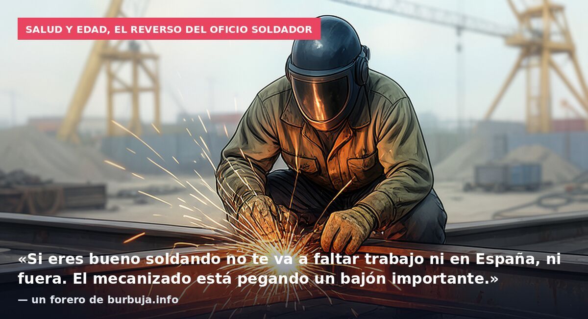 Salud y edad, el reverso del oficio soldador: «Si eres bueno soldando no te va a faltar trabajo ni en España, ni fuera. El mecanizado está pegando un bajón importante.» — un forero de burbuja.info