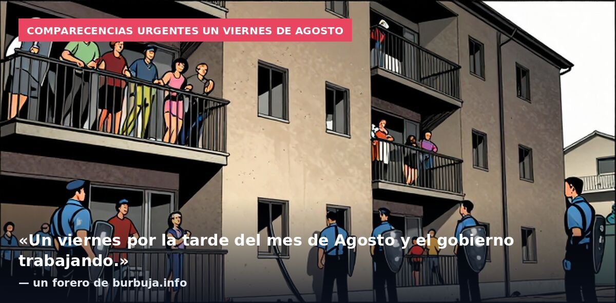 Comparecencias urgentes un viernes de agosto: «Un viernes por la tarde del mes de Agosto y el gobierno trabajando.» — un forero de burbuja.info