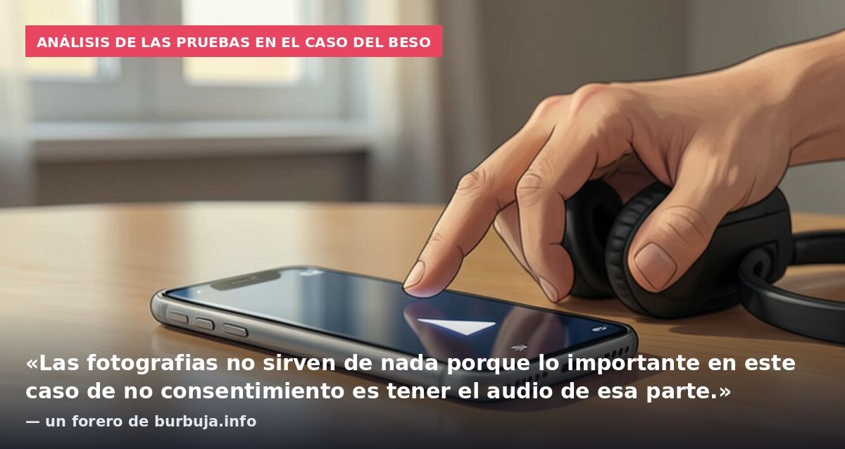 Análisis de las pruebas en el caso del beso: «Las fotografias no sirven de nada porque lo importante en este caso de no consentimiento es tener el audio de esa parte.» — un forero de burbuja.info
