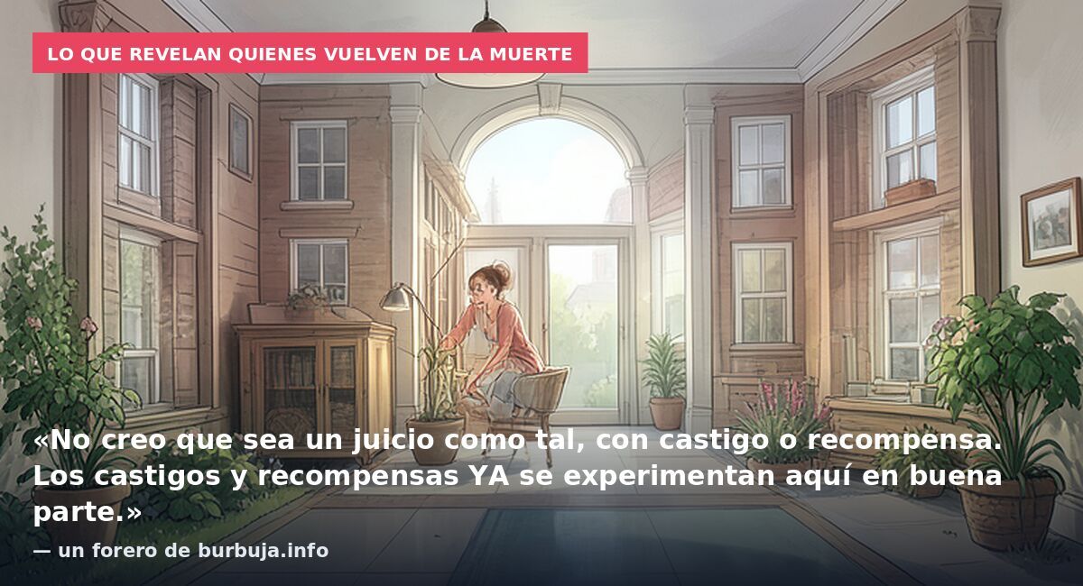 Lo que revelan quienes vuelven de la muerte: «No creo que sea un juicio como tal, con castigo o recompensa. Los castigos y recompensas YA se experimentan aquí en buena parte.» — un forero de burbuja.info
