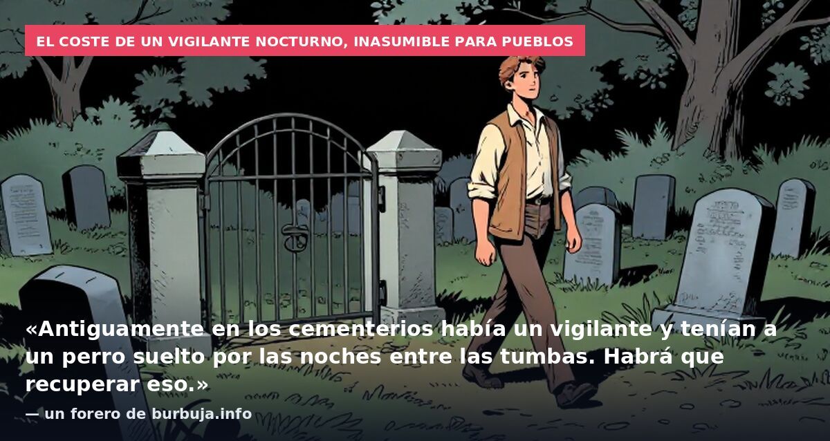 El coste de un vigilante nocturno, inasumible para pueblos: «Antiguamente en los cementerios había un vigilante y tenían a un perro suelto por las noches entre las tumbas. Habrá que recuperar eso.» — un forero de burbuja.info