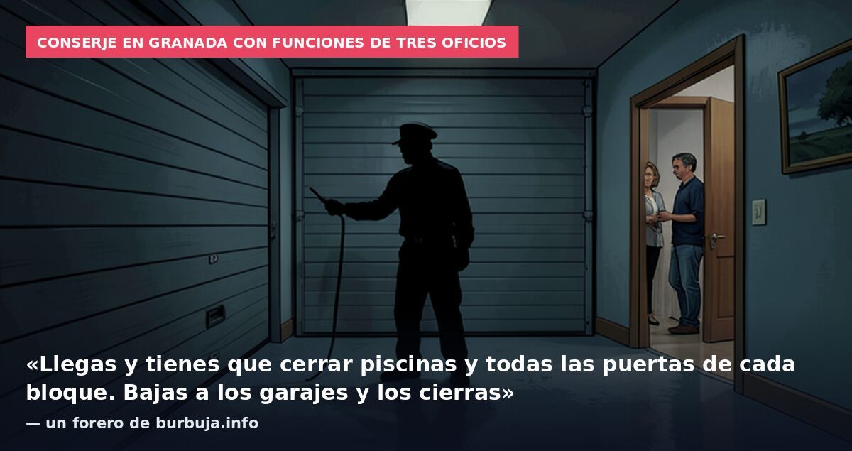 Conserje en Granada con funciones de tres oficios: «Llegas y tienes que cerrar piscinas y todas las puertas de cada bloque. Bajas a los garajes y los cierras» — un forero de burbuja.info
