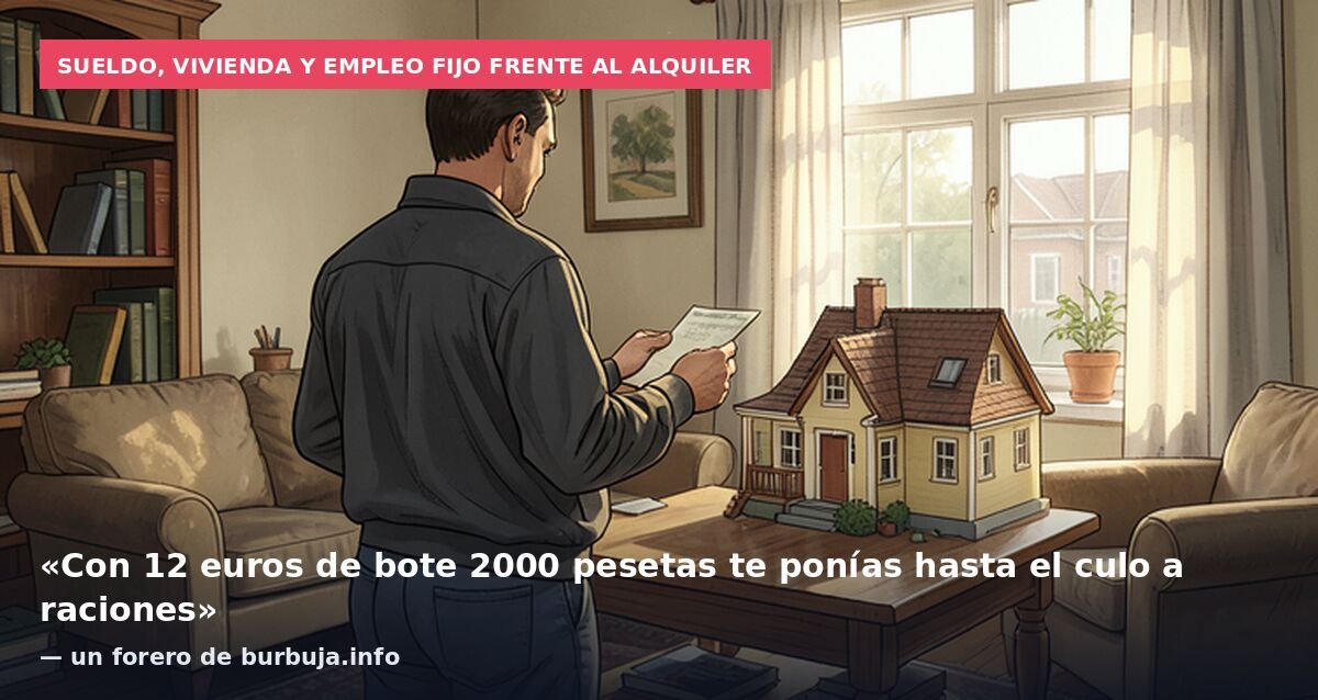 Sueldo, vivienda y empleo fijo frente al alquiler: «Con 12 euros de bote 2000 pesetas te ponías hasta el culo a raciones» — un forero de burbuja.info