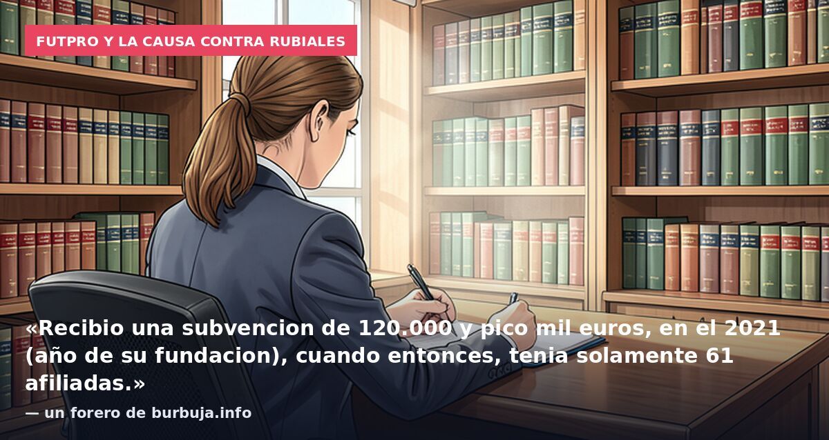 Futpro y la causa contra Rubiales: «Recibio una subvencion de 120.000 y pico mil euros, en el 2021 (año de su fundacion), cuando entonces, tenia solamente 61 afiliadas.» — un forero de burbuja.info