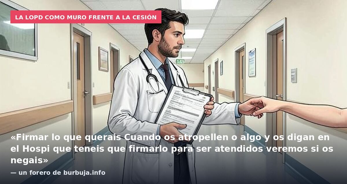 La LOPD como muro frente a la cesión: «Firmar lo que querais Cuando os atropellen o algo y os digan en el Hospi que teneis que firmarlo para ser atendidos veremos si os negais» — un forero de burbuja.info