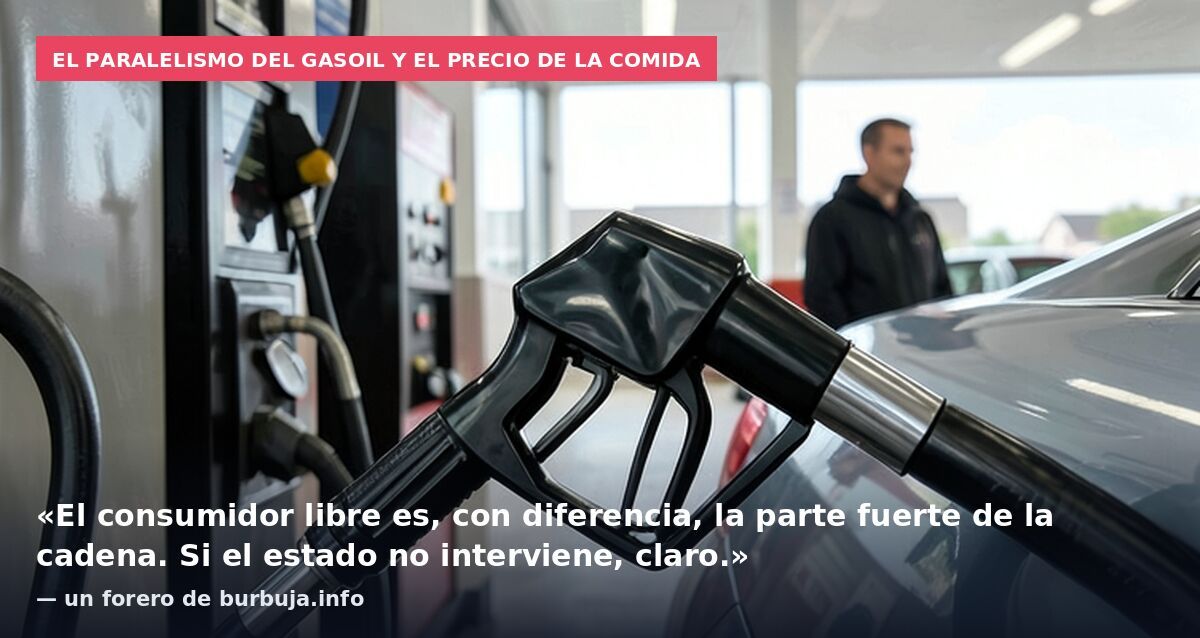 El paralelismo del gasoil y el precio de la comida: «El consumidor libre es, con diferencia, la parte fuerte de la cadena. Si el estado no interviene, claro.» — un forero de burbuja.info