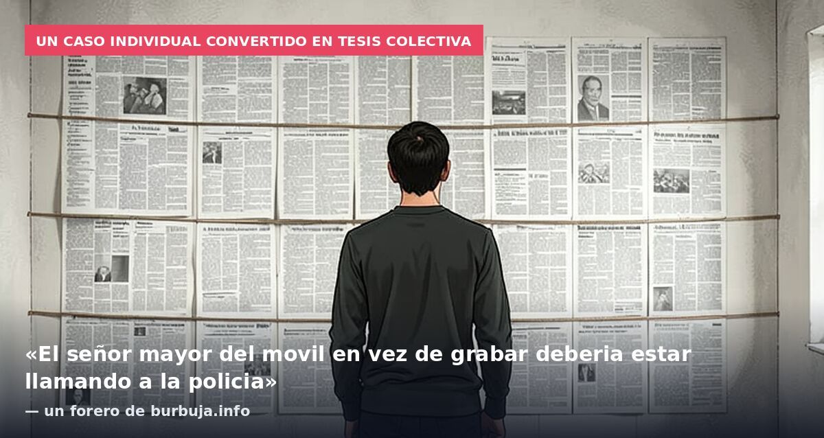 Un caso individual convertido en tesis colectiva: «El señor mayor del movil en vez de grabar deberia estar llamando a la policia» — un forero de burbuja.info