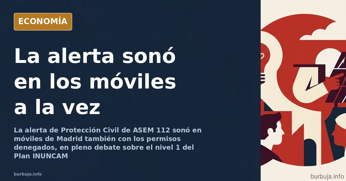 Un móvil sobre una mesa muestra la alerta de Protección Civil de ASEM 112 mientras suena y fuera cae la lluvia